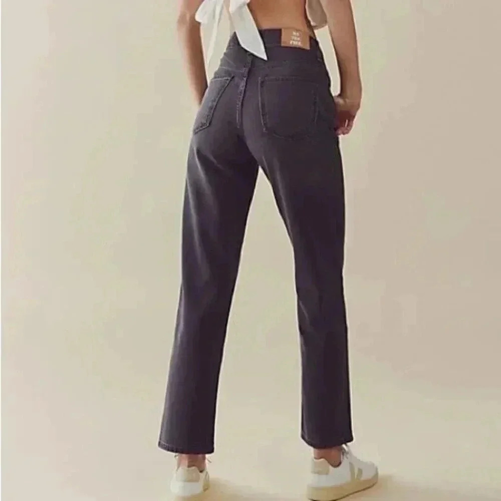 Free People Pacifica High Rise Slim Straight Jeans Black  NWT